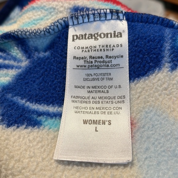 EXC Patagonia 2016 Fleece Synchilla Snap-T Feather Dance Channel Blue Women’s L - Picture 13 of 15